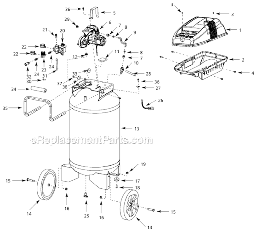 Page A Diagram and Parts List for WL660004  Campbell Hausfeld Compressor
